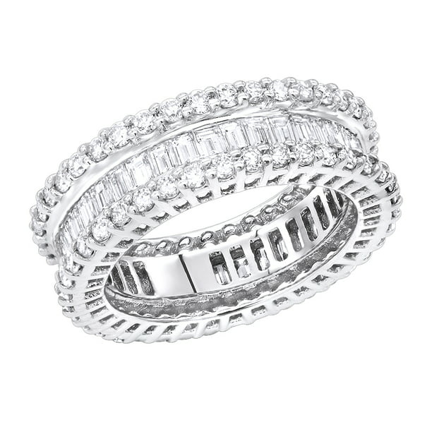 Details about   2Ct Baguette Cut Diamond 14K White Gold Finish Full Eternity Wedding Band Ring